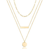 3PCS Chain&Bar&Disc Dainty Layered Choker Necklace